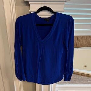 J. Crew Royal Blue V-Neck Blouse